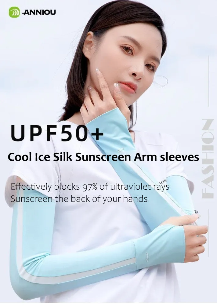 Sidiou Group Fashion Cooling Ice Slik Sleeves Breathable Women's Cycling Running Arm Gloves Summer UPF50 UV Protection Arms Sleeve Men