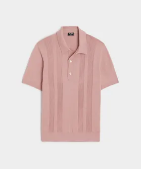 Silk Cotton Ribbed Polo in Mauve