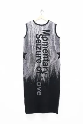 Slade Collection- Fur and Slogan Knitted Jacquard Long Vest Top