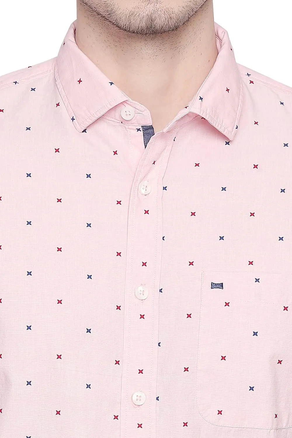 Slim Fit Printed Fil A Fil Shirt