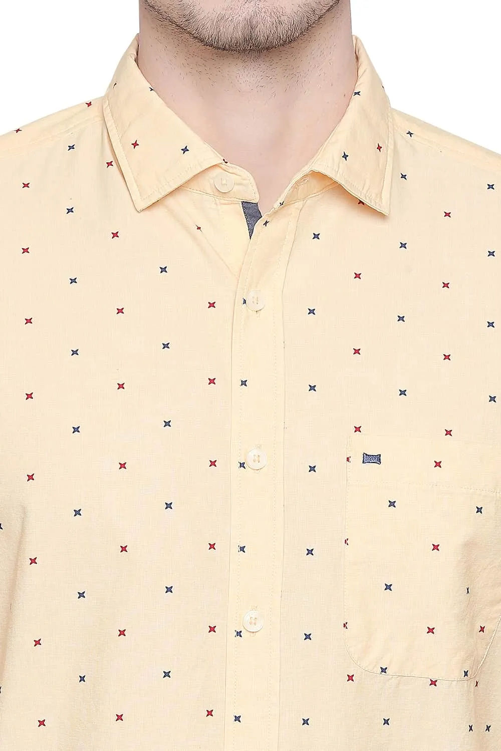 Slim Fit Printed Fil A Fil Shirt