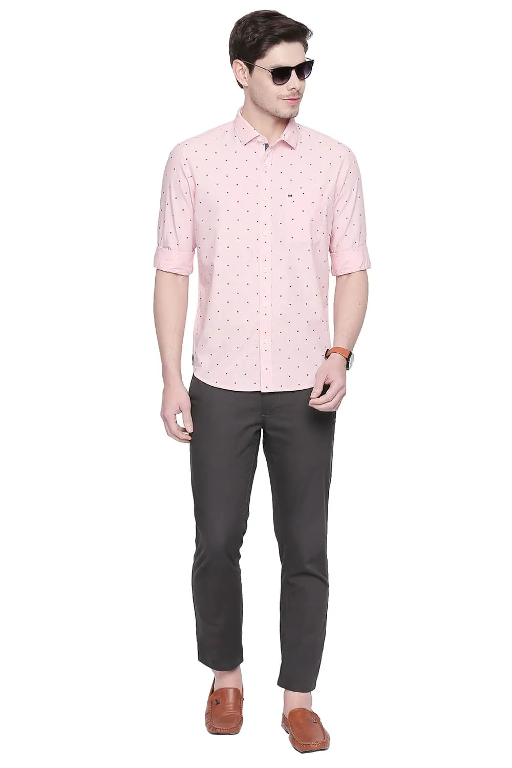 Slim Fit Printed Fil A Fil Shirt