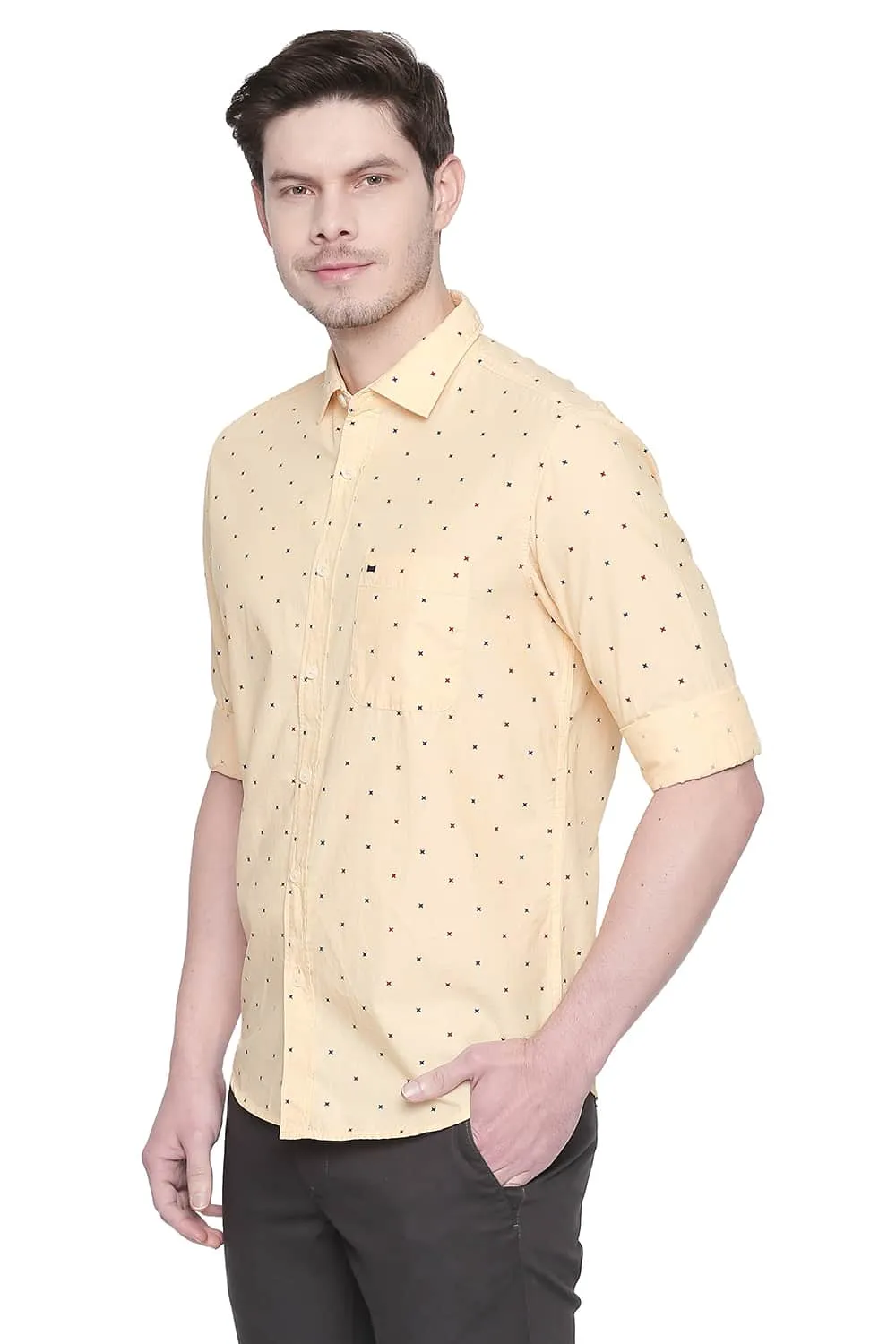 Slim Fit Printed Fil A Fil Shirt