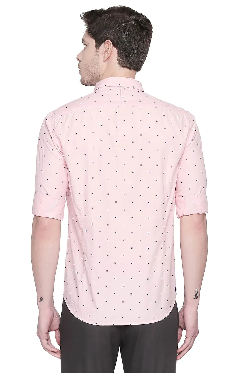 Slim Fit Printed Fil A Fil Shirt