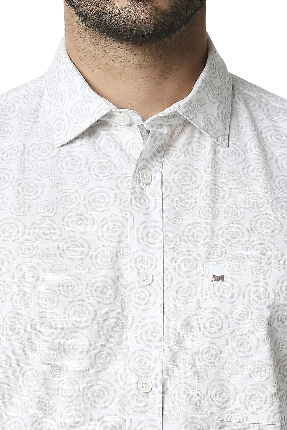 Slim Fit Slub Printed Shirt