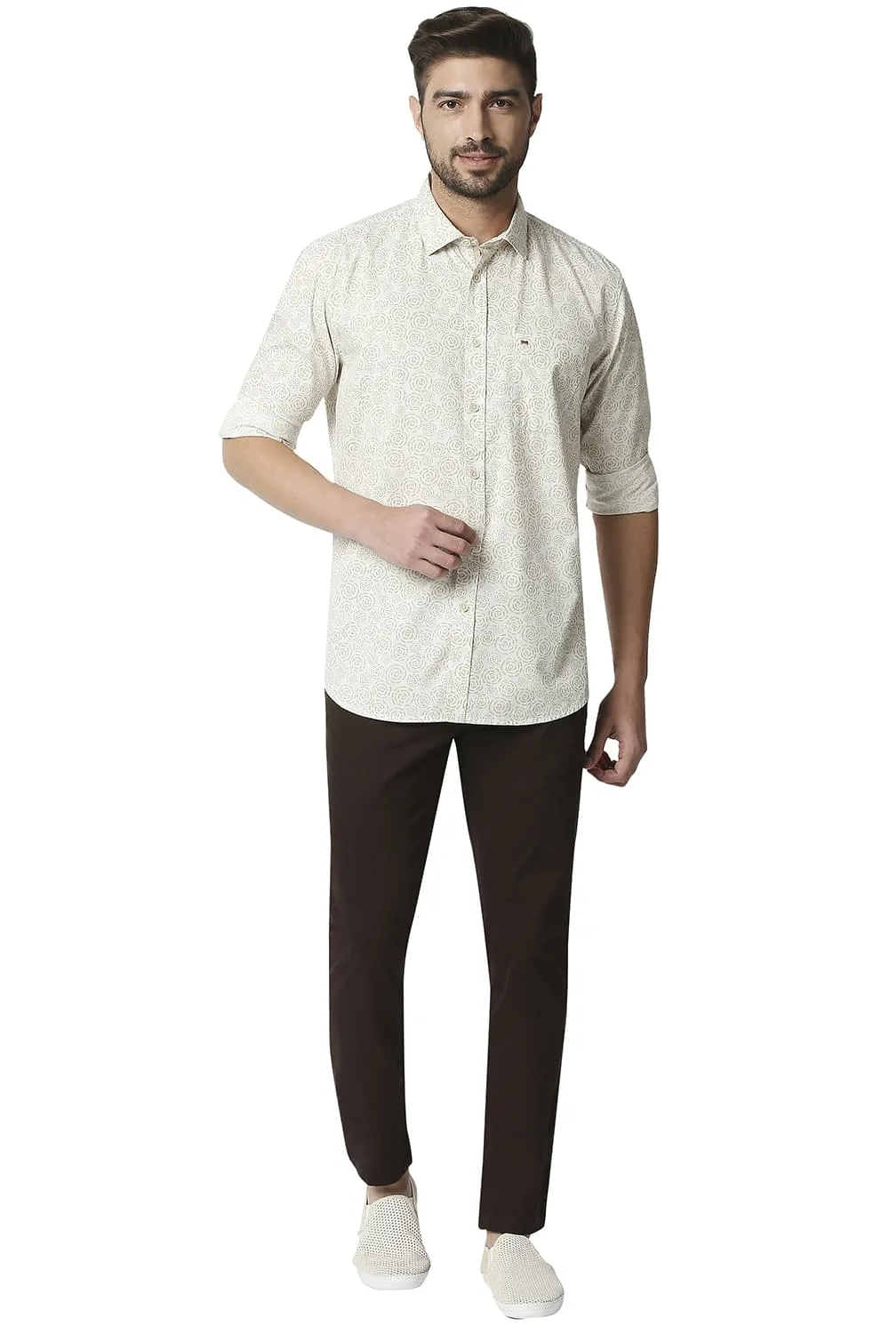 Slim Fit Slub Printed Shirt