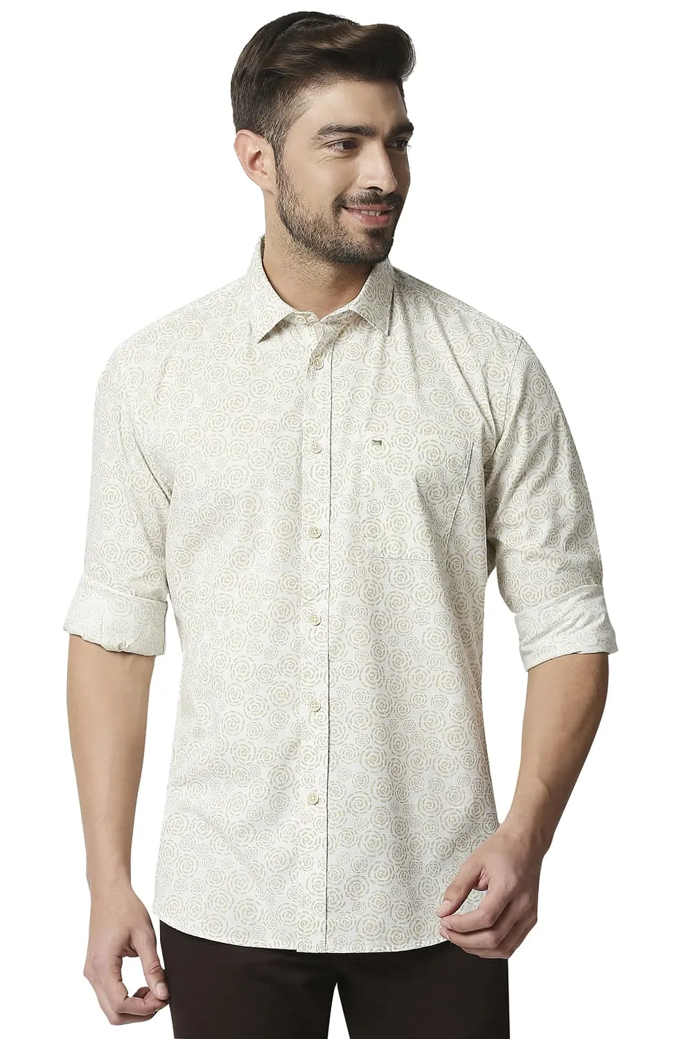 Slim Fit Slub Printed Shirt