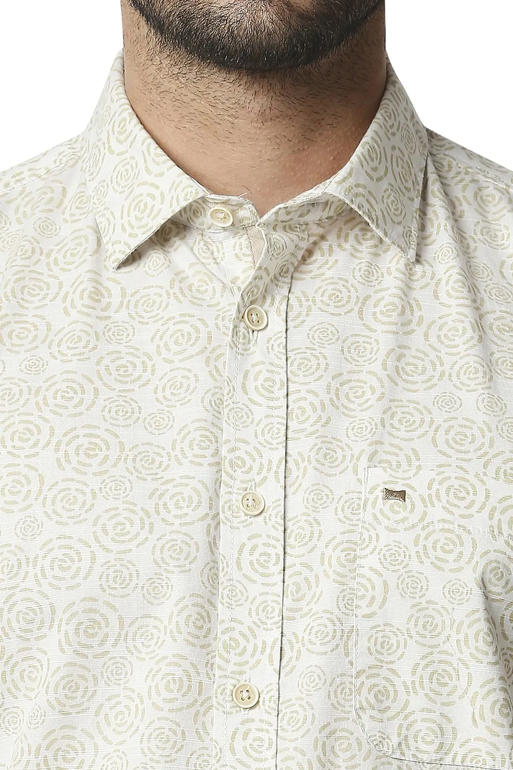 Slim Fit Slub Printed Shirt