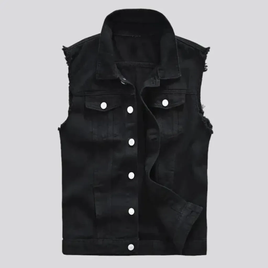 Slim men's jean vest