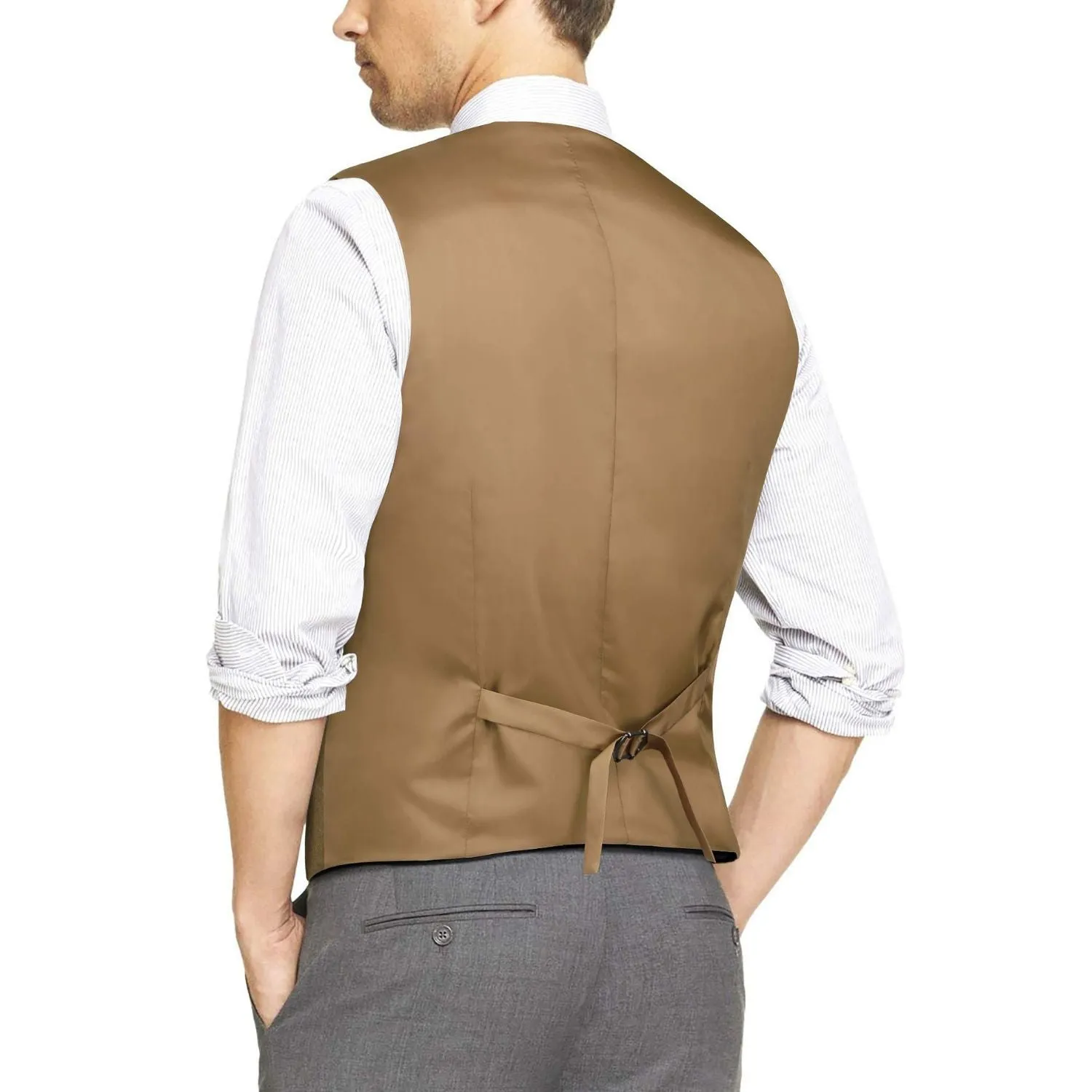 Solid 3pc Suit Vest Set - KHAKI