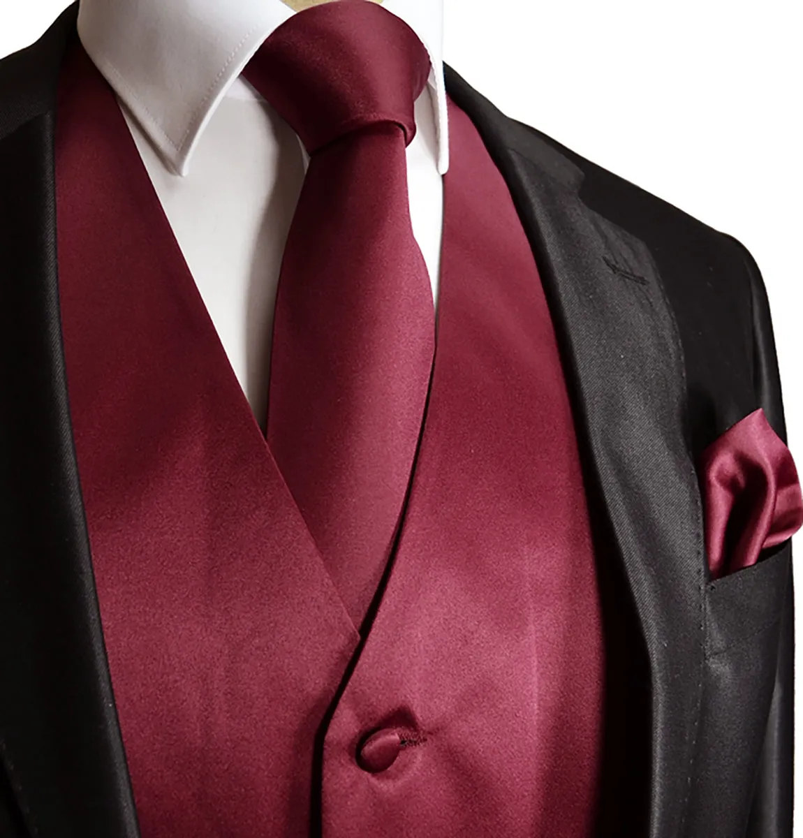 Solid Burgundy Tuxedo Vest Set