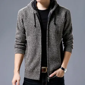 Solid Color Autumn Hooded Zippered Jacket