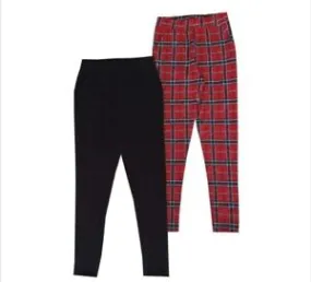 SoulCal 2 Pack Red Check Black Younger Girls Trousers