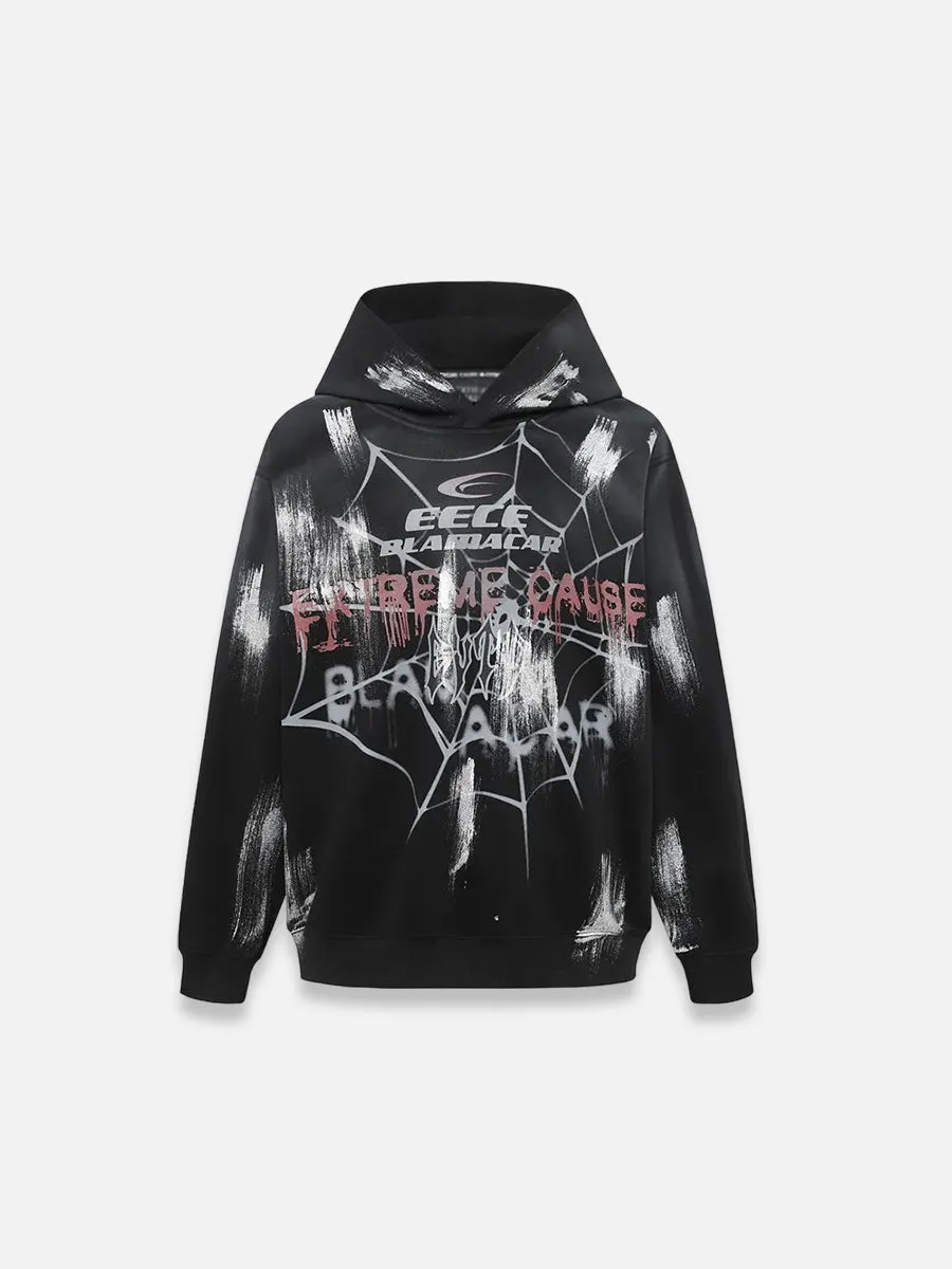 Spider Web Print Hoodie