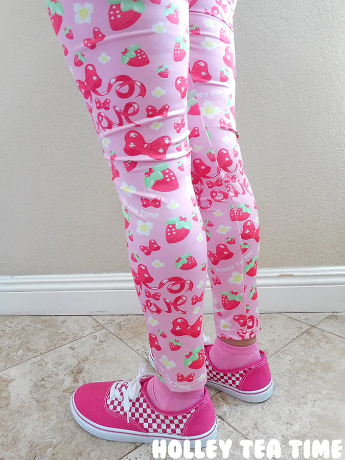 Strawberry ribbon leggings [made to order]