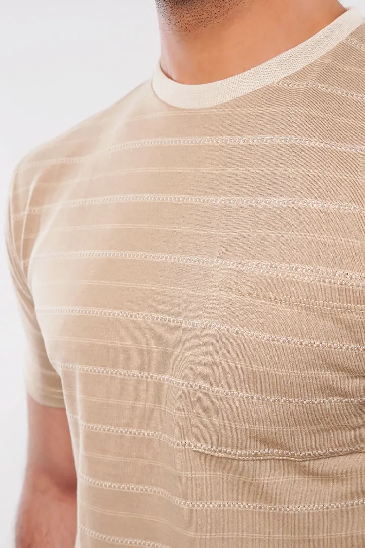 Striped Pocket T-Shirt - Sand