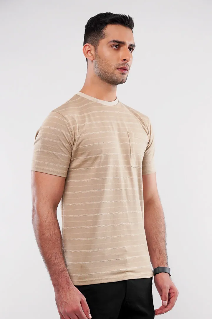 Striped Pocket T-Shirt - Sand