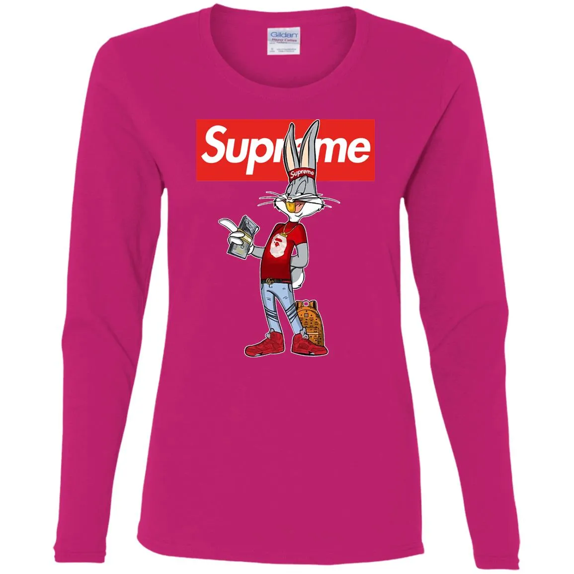 Supreme Rabbit Money Women Long Sleeve Shirt