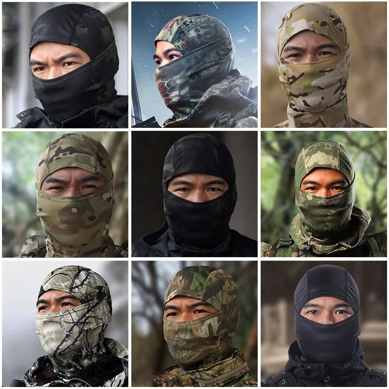 Taktisk kamouflage Balaclava Hatt Helmask Skidåkning Cp Cykling Jakt Huvud Nackskydd Hjälm Liner Keps Militär Män Scarf