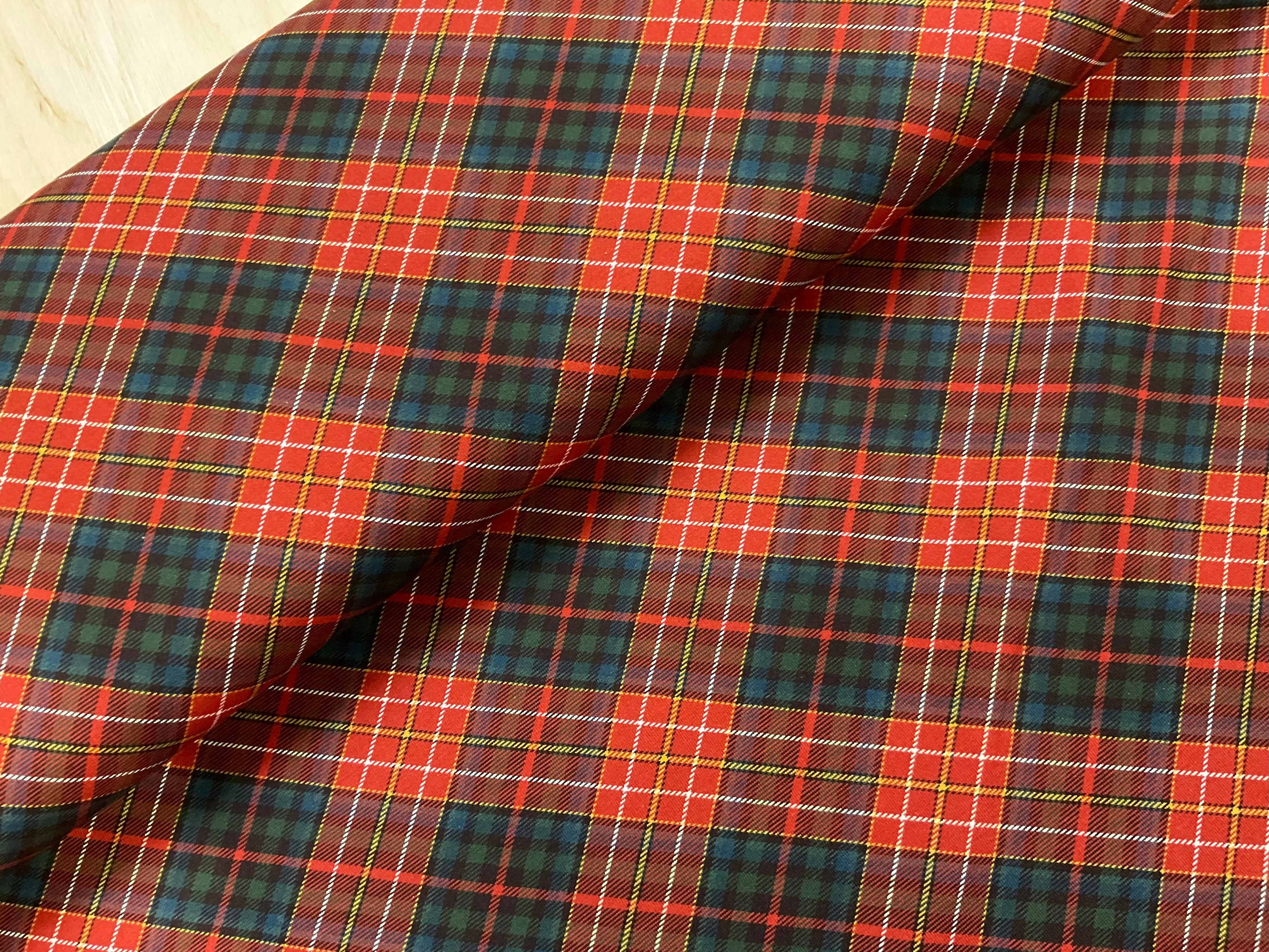 Tartan Diagonal Red/green Cotton Jersey Fabric