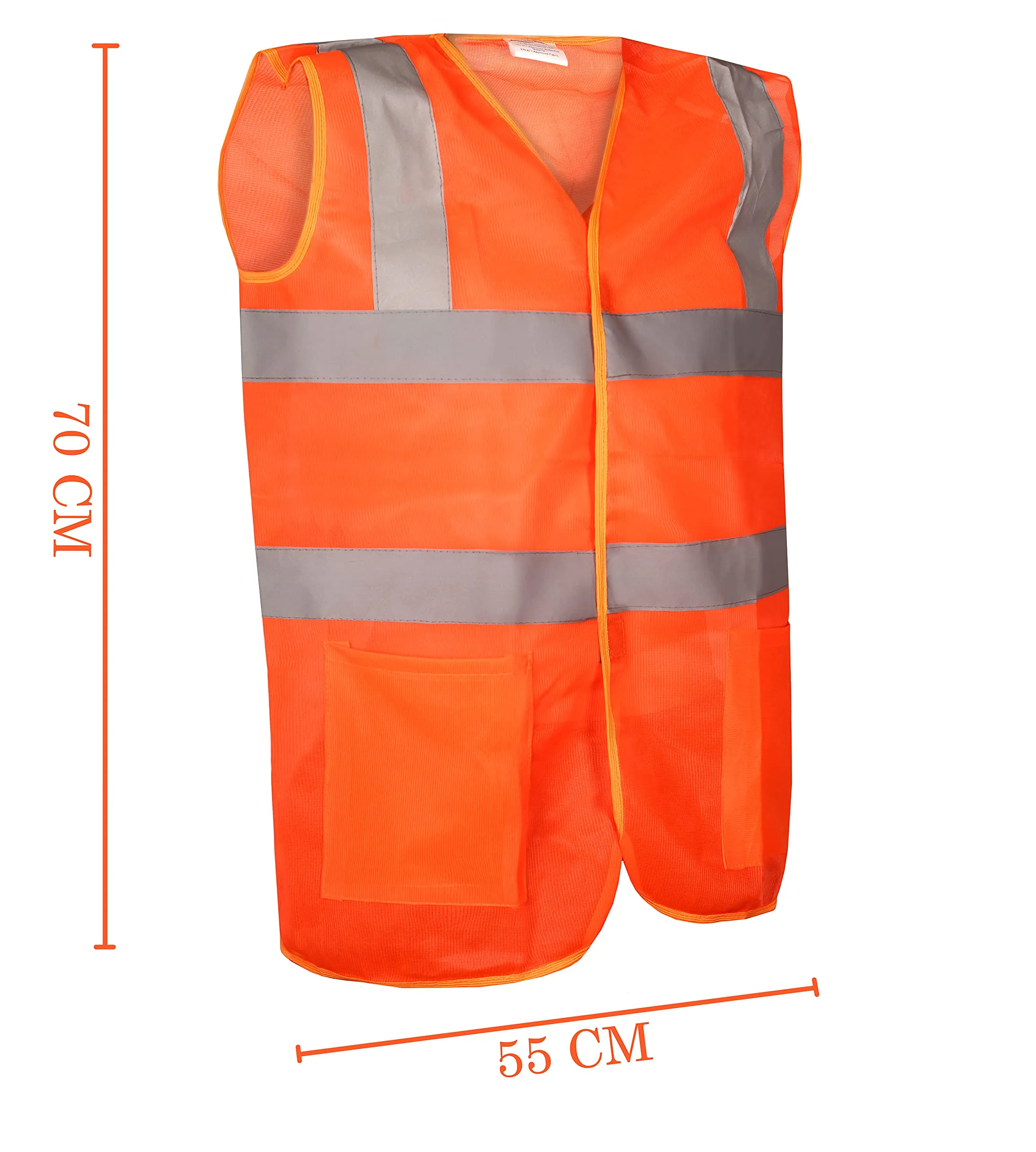 THE CLOWNFISH Pack Of 5 Hi-Vis Reflective Safety Vest Unisex Polyester Workwear Jacket Safety Coat with Reflective Tape for Traffic Sports Construction Site (XL, Orange)