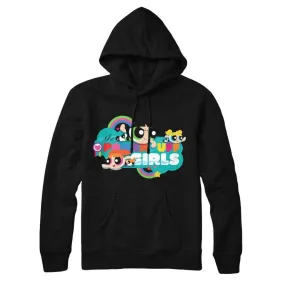 The Powerpuff Girls Group Rainbow Adult Black Hoodie