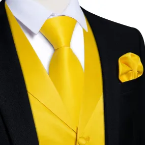 Ties2you Silk Vest Citrine Yellow Solid Notched Collar Mens Vest for Casual