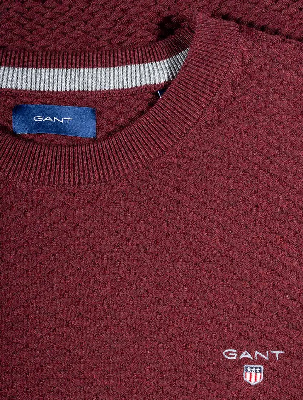 Triangle Texture Crew Neck Sweater Royal Port Red