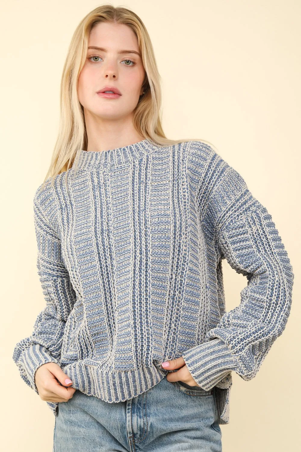 Two Tone Long Sleeve Sweater