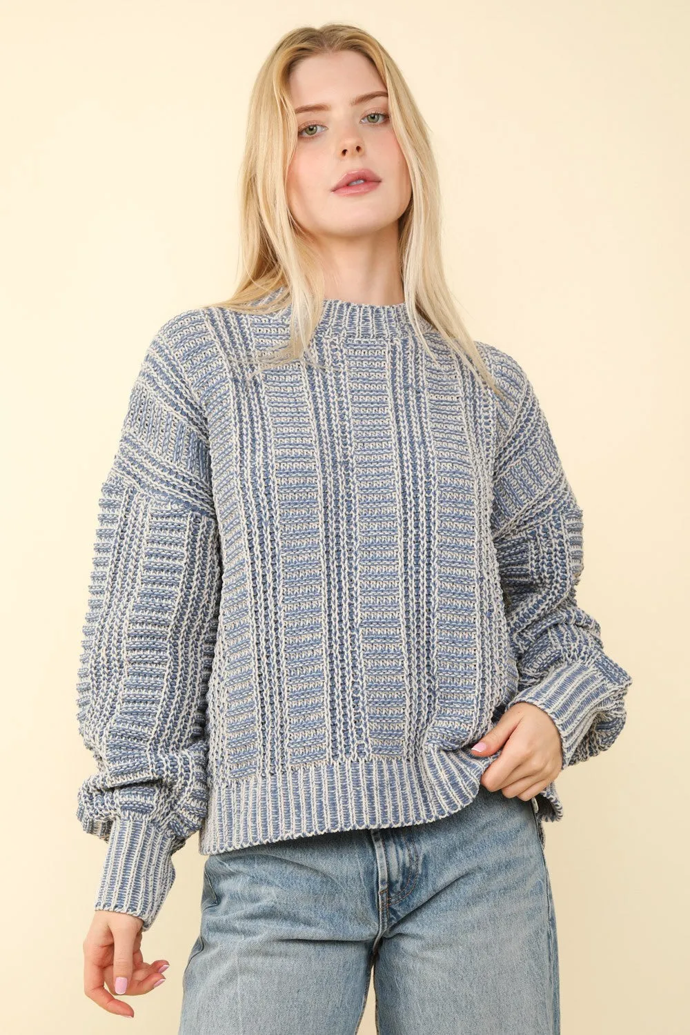 Two Tone Long Sleeve Sweater