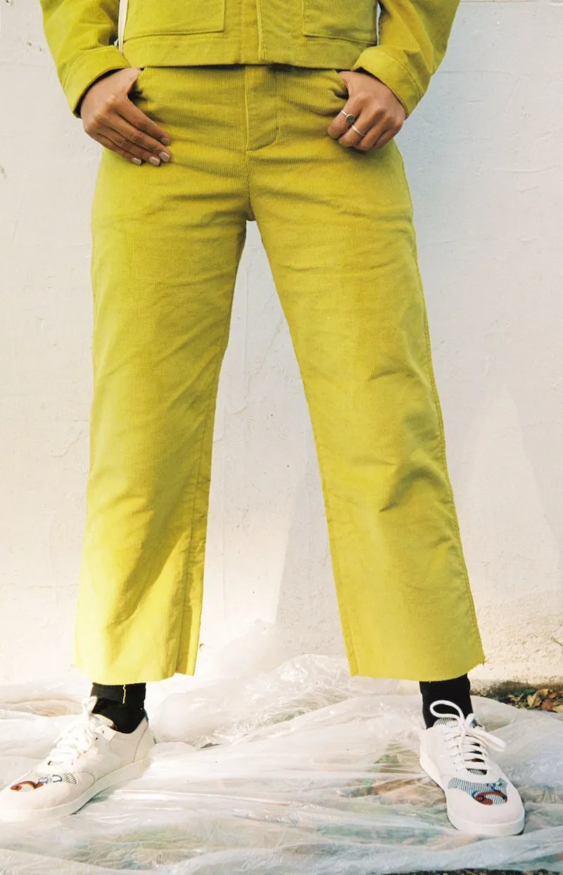 Unisex lime corduroy pants