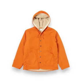 Universal Works Reversible Simple Hooded Jacket 31129 orange/sand rec poly tech/sherpa