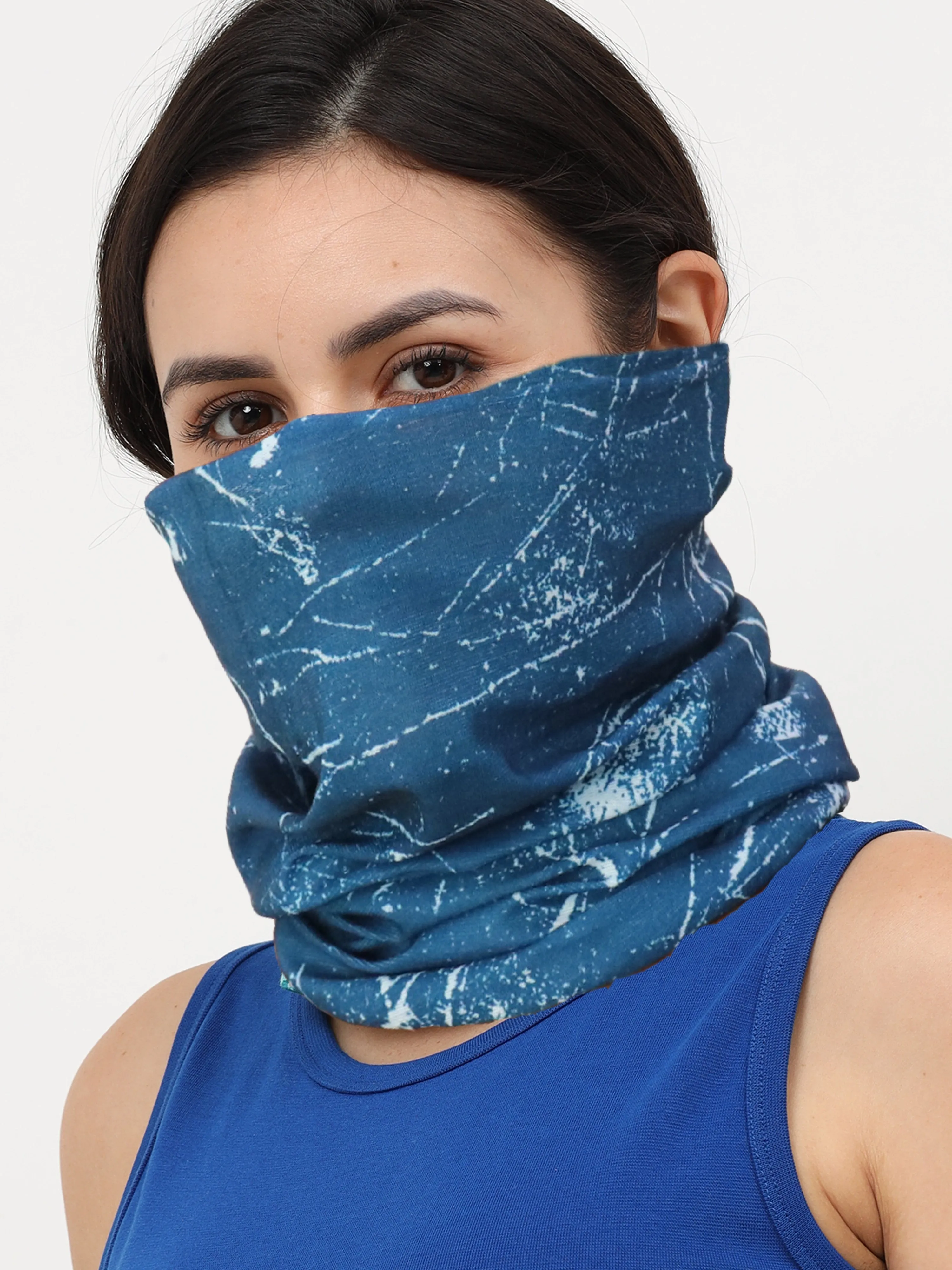 UrGear Unisex Adults and Kids Blue Printed Bamboo Anti Microbial Multipurpose FREE SIZE Bandana