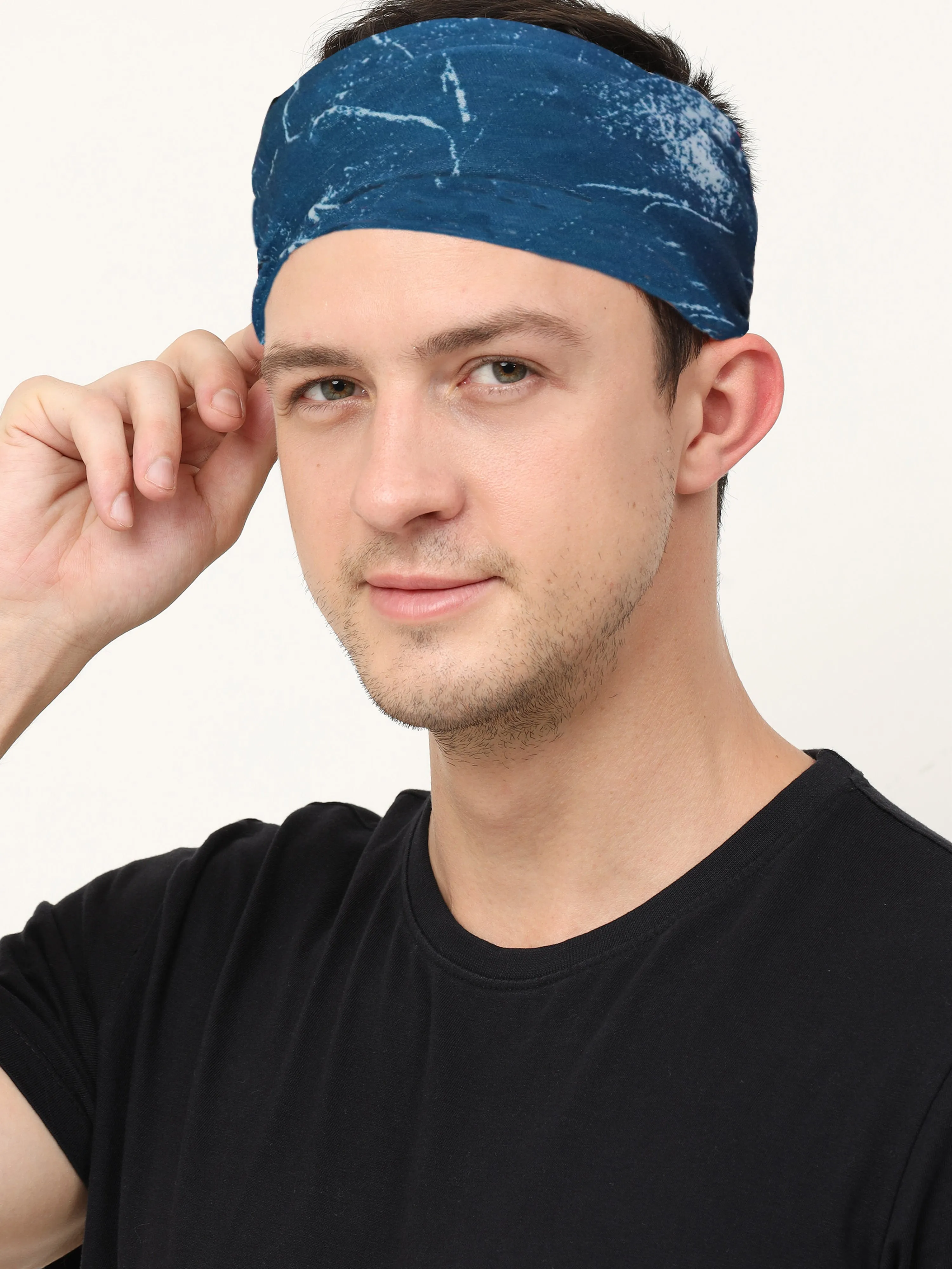 UrGear Unisex Adults and Kids Blue Printed Bamboo Anti Microbial Multipurpose FREE SIZE Bandana