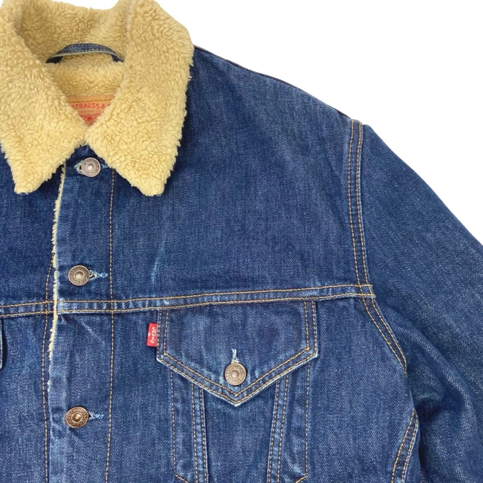 Vintage 90s 00s Blue Levi’s Sherpa Denim Trucker Jacket XL