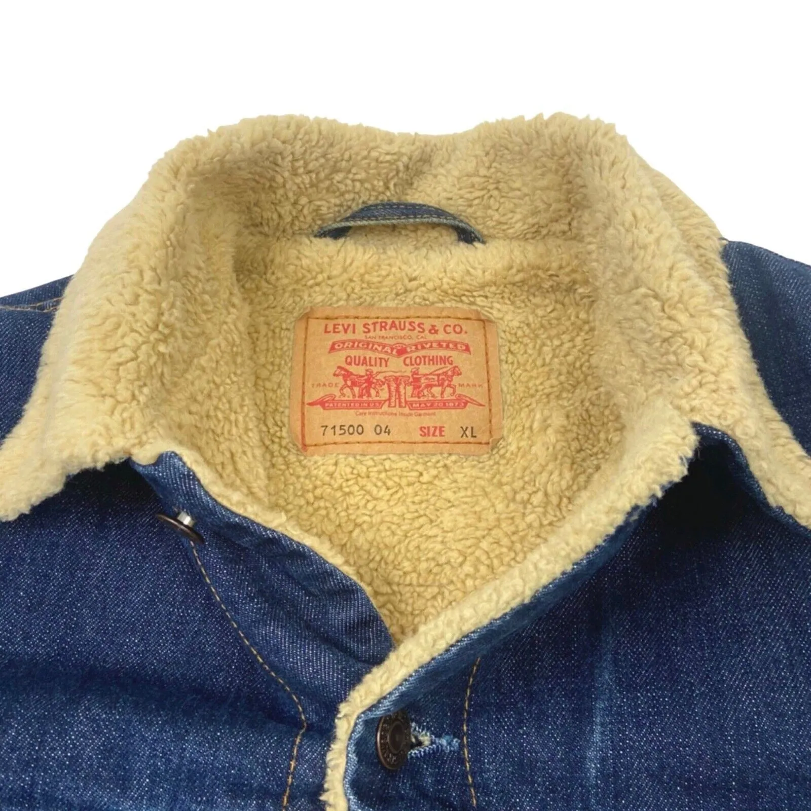 Vintage 90s 00s Blue Levi’s Sherpa Denim Trucker Jacket XL