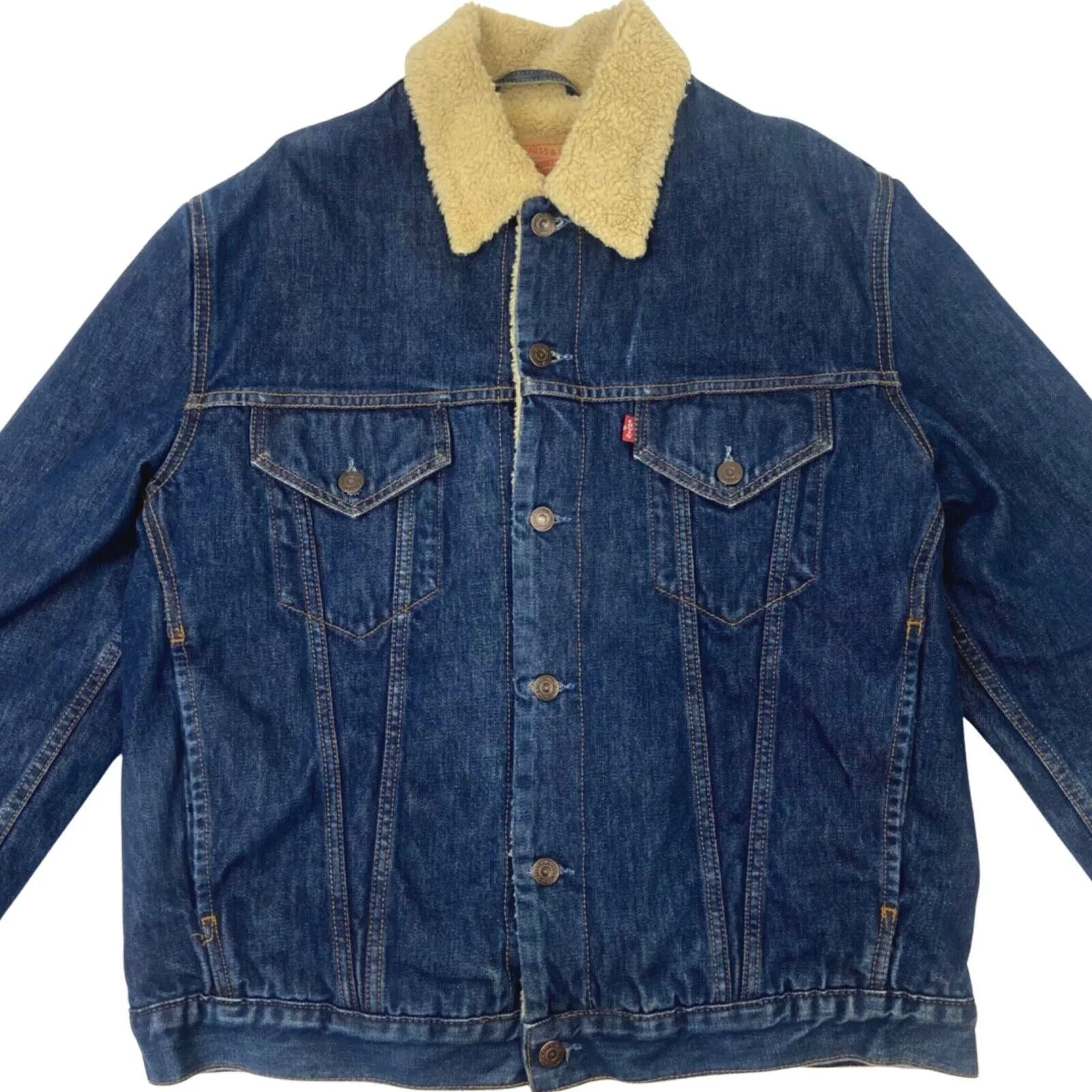 Vintage 90s 00s Blue Levi’s Sherpa Denim Trucker Jacket XL