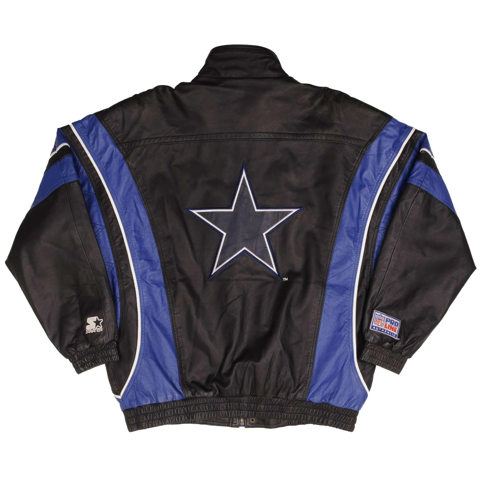 VINTAGE NFL DALLAS COWBOYS STARTER LEATHER JACKET 1990S SIZE XL