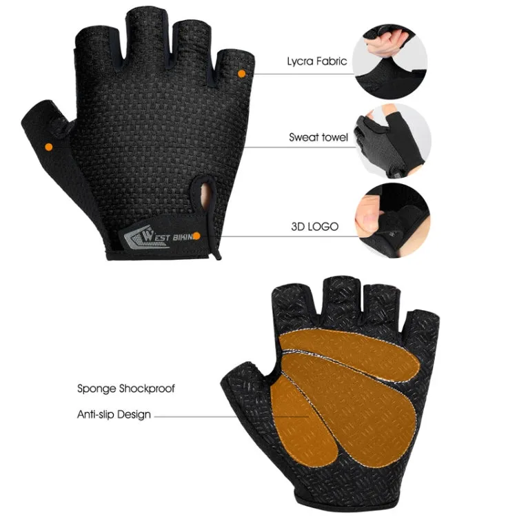 WEST BIKING YP0211218 Cycling Breathable Short Gloves Non-Slip Half Finger Gloves, Size: M(Black)