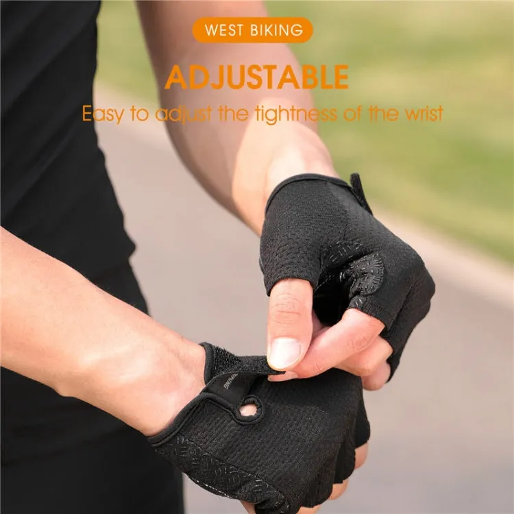 WEST BIKING YP0211218 Cycling Breathable Short Gloves Non-Slip Half Finger Gloves, Size: M(Black)