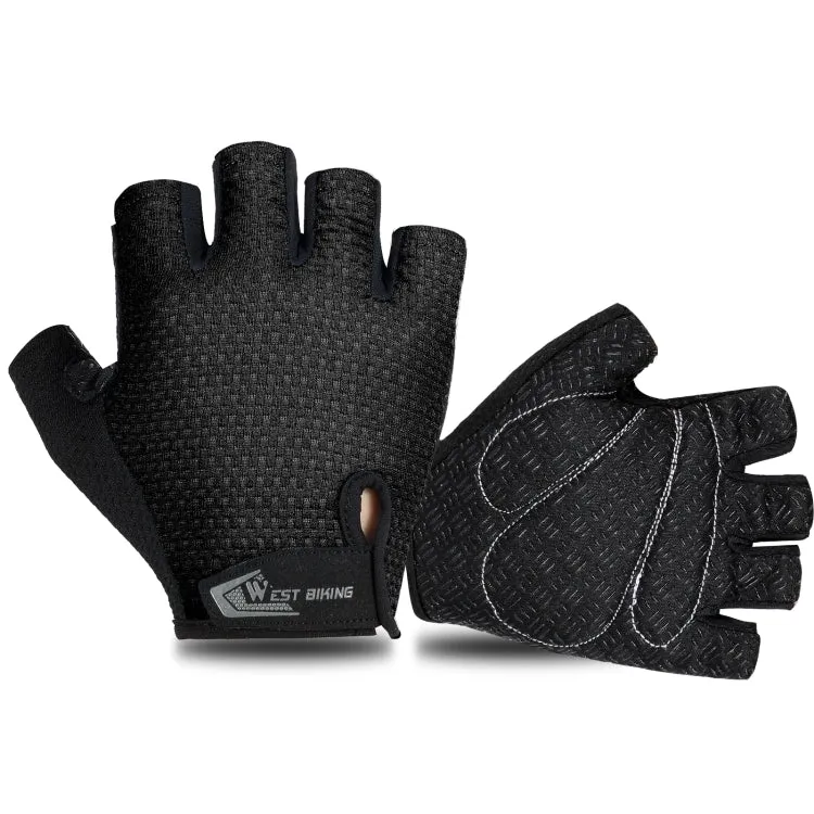 WEST BIKING YP0211218 Cycling Breathable Short Gloves Non-Slip Half Finger Gloves, Size: M(Black)