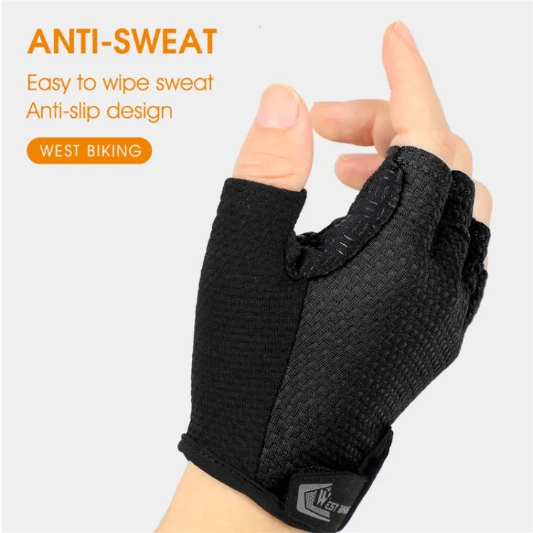 WEST BIKING YP0211218 Cycling Breathable Short Gloves Non-Slip Half Finger Gloves, Size: M(Black)