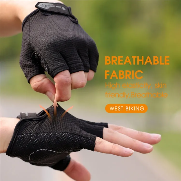 WEST BIKING YP0211218 Cycling Breathable Short Gloves Non-Slip Half Finger Gloves, Size: M(Black)