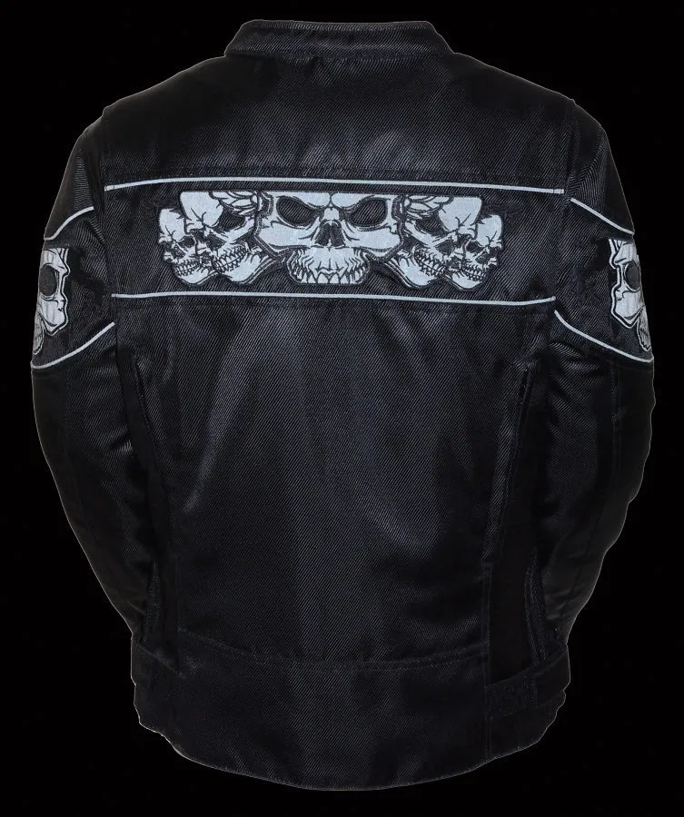 Women Nylon Motorcycle Jacket with Reflector Skulls with Gun Pockets