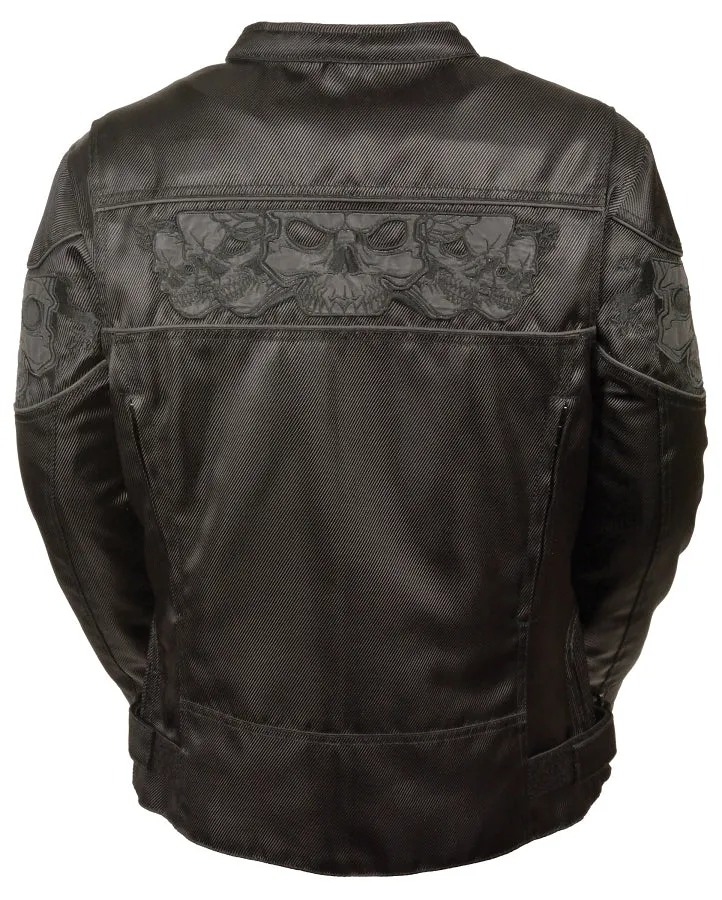 Women Nylon Motorcycle Jacket with Reflector Skulls with Gun Pockets