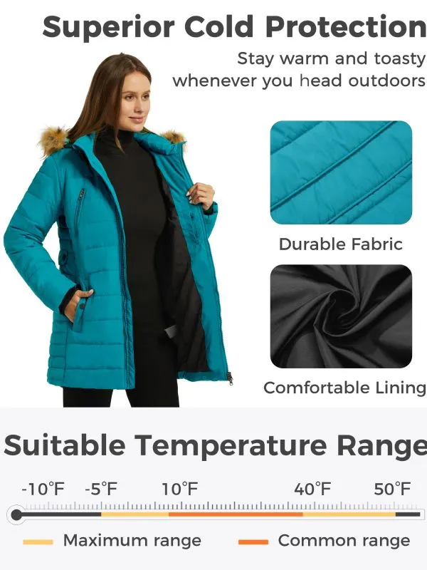 Womens Winter Coat Warm Puffer Jacket With Hood