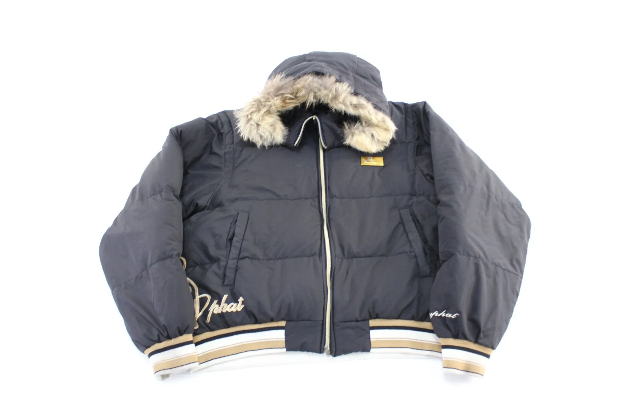 Women's Y2K Baby Phat Black & Gold Puffer Jacket