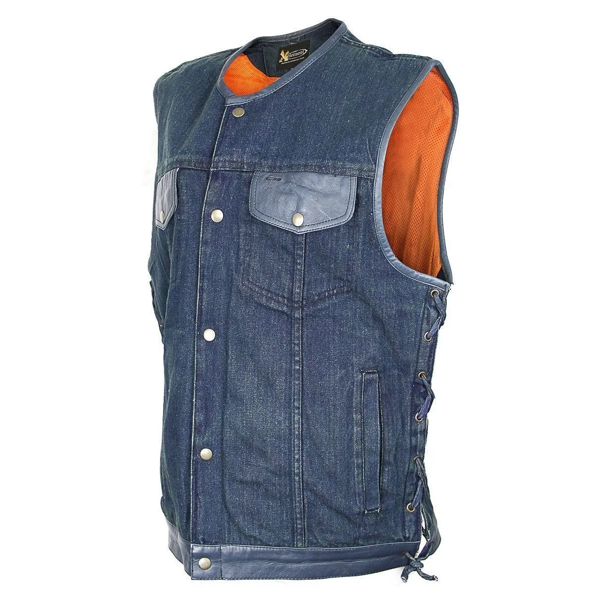 Xelement DMX2240 Men's Blue Denim Lace Gun Pocket Vest