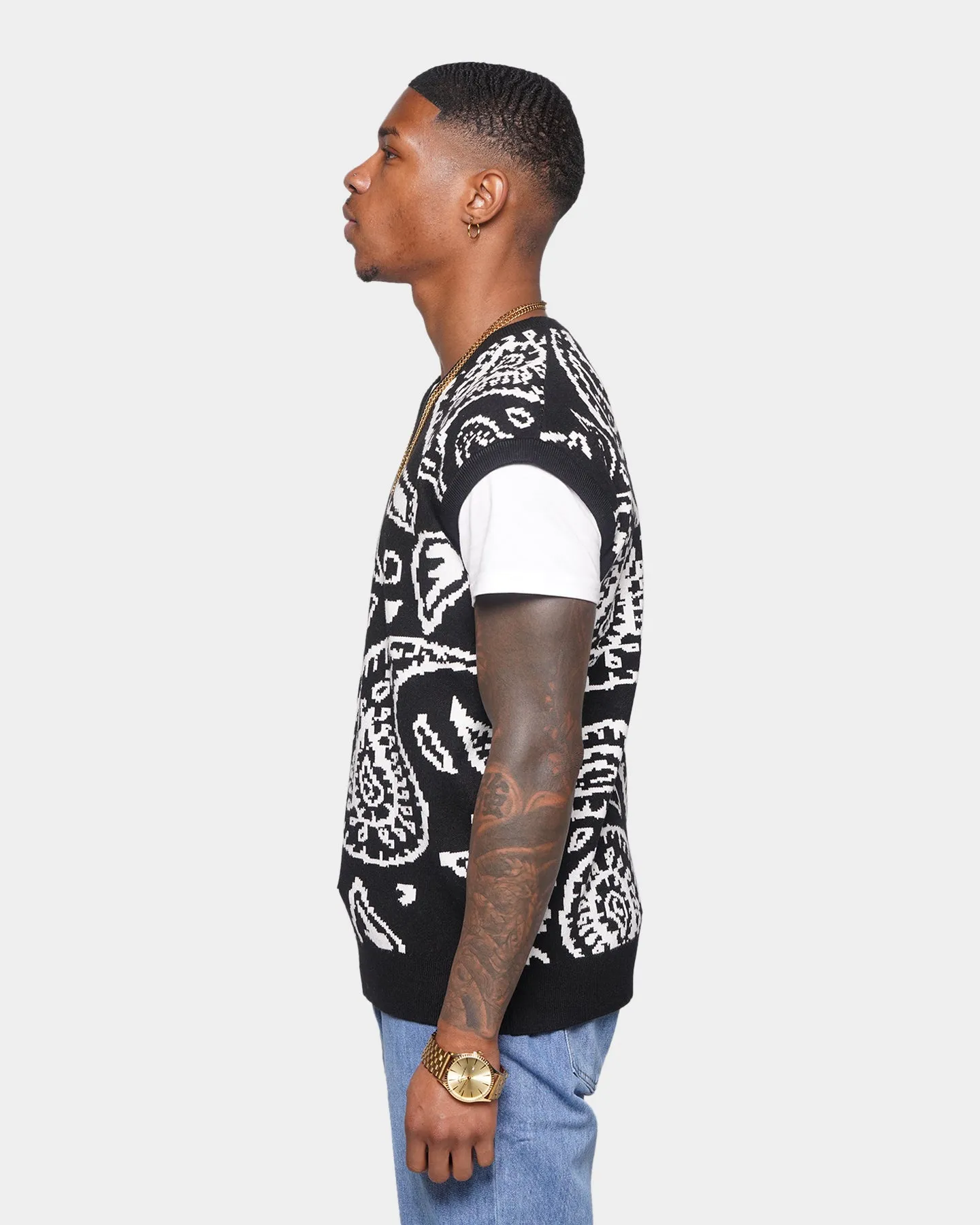 XXIII Paisley Vest Cardigan Black/White