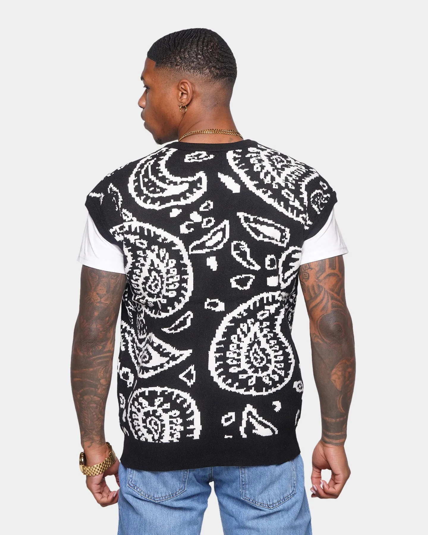 XXIII Paisley Vest Cardigan Black/White